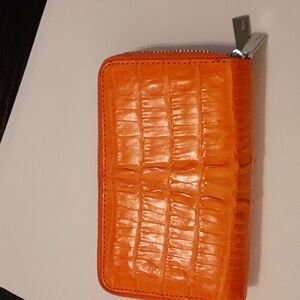 PRICE DROP!!  Orange Genuine Crocodile key rings and card holder.